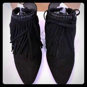 Kelsi Dagger Ilona Black Fringe Sandal Suede 7.5